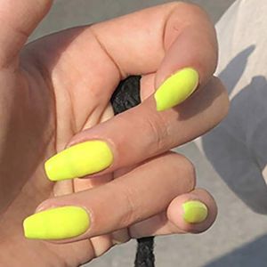Halloween False Nails Black Press on Nails Matte Stick on Nails Artificial Fake Nails 24Pcs for Women and Girls(Yellow)