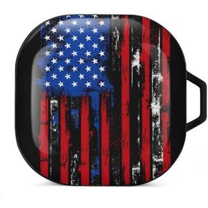 Usa noodlijdende vlag oordopjes hoesje compatibel met Samsung hard shell beschermhoes zwart-stijl