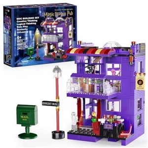 World Diagon Alley- Knight Bus Coffee Shop Building Toy Cadeaus voor kinderen meisjes en jongens vanaf 6jaar(487stuks) inclusief toverstokken tovenaar Sneeuwuil Compatibel met le/go