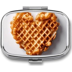 Hartvormige wafels Print Pillendoos Geneeskunde Pil Organizer Kleine Pil Case Reizen Pil Container Draagbare Pil Case voor Pocket 2 Compartiment Pillenhouder Pillendozen voor Reizen