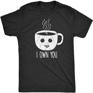 Men's I Own You Coffee Tshirt Funny Caffeine Morning Cup Graphic Novelty Tee T-Shirt Balck overhemden(Small)