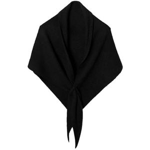 Driehoekige Sjaal for Dames, Wolmix, Geknoopte Omslagdoek, Herfst/winter, Comfortabele en Elegante Cape(Black)