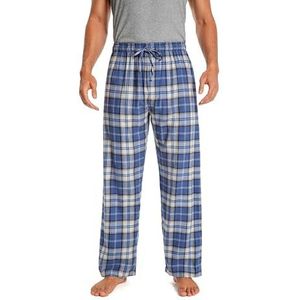 JTPW Heren 100% Katoen Flanel Comfortabele Pyjama/Lounge Bottoms Met Zakken, Navy White Plaid, Size: L
