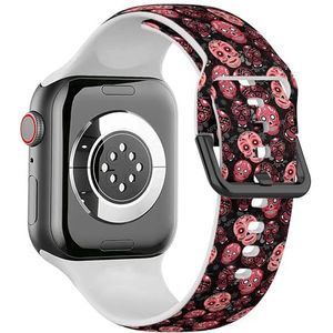 Zachte sportband compatibel met Apple Watch 42 / 44 / 45 / 49 mm (schedel meisje roze) siliconen armband band accessoire voor iWatch