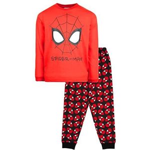 Marvel Spiderman pyjama voor kinderen, leeftijd 2-10 jaar - Spiderman pyjama met lange mouwen - 100% katoen, lange mouwen superheld pyjama - officiële merchandise, Rood-Zwart, 4-5 jaar