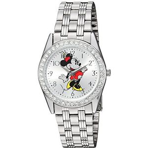 Disney Volwassen ronde Glitz Analoge Quartz horloge, Zilver, armband
