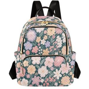 Nexawaveo Gewatteerde Rugzak voor Vrouwen Bloemen Patroon Donkere Carry-On 14 Inch Laptop Rugzak, Bloemen Patroon Donker, Medium, Rugzak Rugzakken