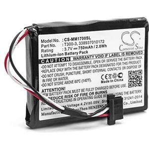 vhbw Batterij vervangt Magellan 338937010172, T300-3 voor GPS Navi (750mAh, 3.7V, Li-Ion)