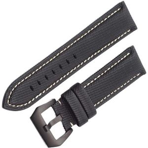 INSTR Koolstofvezel nylon canvas horlogeband voor TAG herenpolshorlogebandarmband (Color : Black white Black, Size : 22mm)