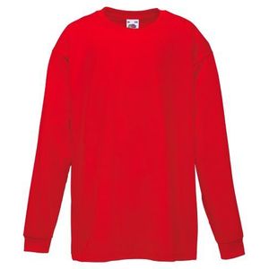 Fruit of the Loom Valueweight T-shirt voor kinderen, lange mouwen, kleuren, Rood, 9-11 jaar