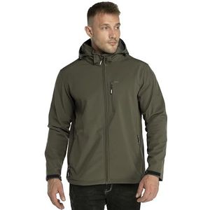 33,000ft Softshelljas voor heren, waterdicht, winterjas, winddicht, warm fleece, gevoerd, windbreaker, functionele jas, outdoorjas voor wandelen, fietsen, kamperen, olijfgroen, S