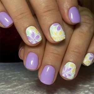 24 stuks vierkante nepnagels Press-on nagels kunstnagels acryl kunstnagels lijm op nagels ontwerpen Franse nagels tips