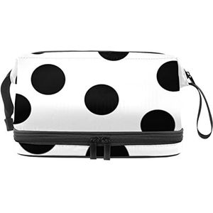 Dubbele Laag Cosmetische Tas Zwarte Stippen Draagbare Make-up Tas Reizen Organizer Pouch voor Vrouwen Meisjes Toiletartikelen Tassen, Meerkleurig, 27x15x14 cm/10.6x5.9x5.5 in, Make-up zakje