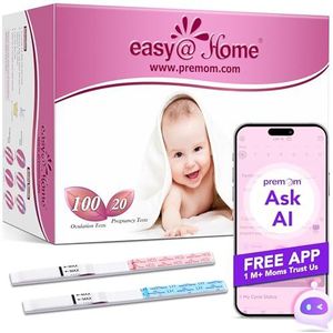 Easy@Home 100 x Ovulatietesten en 20 x Zwangerschapstesten, Met Premom Ovulatie Predictor