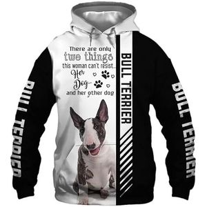 GIOPSQ Hoodies Jassen T-Shirt Cardigan Dun Inleg Bull Terrier Dog Print Zijkant Rijden Mannen en Vrouwen Casual Polyester Sweatshirt Unieke Prints/A2/M