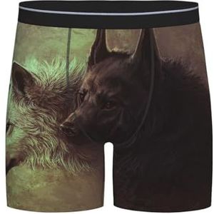 GRatka Boxer slips, heren onderbroek boxershorts, been boxer slips grappig nieuwigheid ondergoed, witte wolf en zwart, zoals afgebeeld, XL