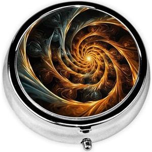 Pillendoosje ronde pillendoos met 3 compartimenten pillendoos organiseert geel abstract spiraalvormig patroon pillendoos kleine pillenorganizer waterdichte kleine pillendoos voor op reis