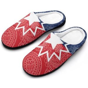 Juneteenth Paisley vlag katoenen pantoffels voor vrouwen warme anti-slip rubberen zool huis schoenen voor indoor hotel 7-8 (39-40)