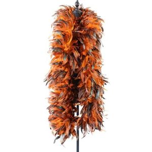 2 meter/partij gekleurde haan kippenveren boa 200g sjaal natuurlijke pikpluimen voor ambachtelijke l bruiloft carnaval l decor-oranje-2M 200G