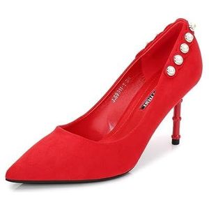 Elegante rode stiletto-hak, bruiloftsschoenen, fonkelende strasssteentjes, single shoes, rood, 37 EU