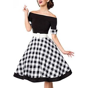 Belsira Schulterfreies Swing-Kleid Medium-lengte jurk zwart-wit M