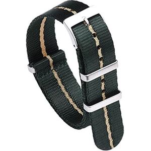 Horlogebandjes voor mannen en vrouwen, horlogeband 20 mm-22 mm gladde nylon horlogeband for analoog horloge en wijzerplaat quartz horloge horloge polsband vervanging (Color : Green With Khaki, Size