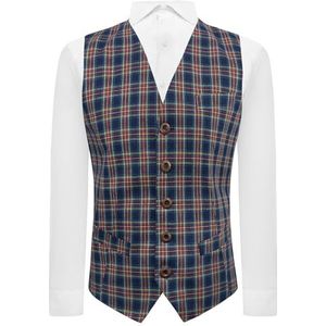 King & Priory Traditioneel donkergroen tartan geruit vest, Schots, Stewart, Donkerblauw, XL