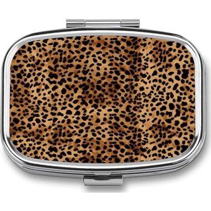 Luipaard Patroon Behang Pillendoos Pil Organizer Pil Case 2 Compartiment Geneeskunde Pil Organizer Kleine Pil Case Pil Container Pillenhouder Leuke Pillendoos Mini Pillendoosje