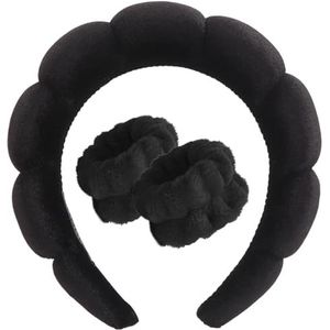 DRESHOW Spa Hoofdband voor Wassen Gezicht Polsband Pak Spons Zachte Badstof Make-up Huidverzorging Anti-slip Hoofdband voor Vrouwen Eén Maat