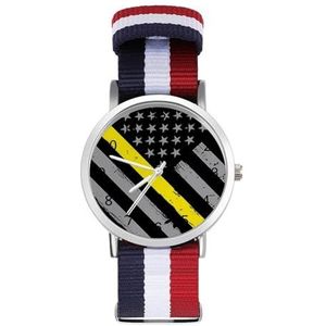 911 Dispatcher Dunne Gouden Lijn Vlag Casual Heren Horloges Voor Vrouwen Mode Grafische Horloge Outdoor Werk Gym Gift