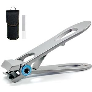 REMMUSSS Teennagelknipper voor Dikke Nagels, Nagelknipper met Brede Kaakopening, Vingernagelknipper, Roestvrijstalen Nageltrimmer, met Opbergtas en Dossier, voor Senioren, Mannen en Dames(Zilver)