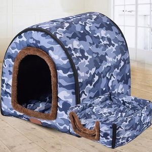 Groot hondenhuis kennel luxe warm hondenkussen bed, XL, XXL hondenkennelhuis voor binnen, groot hondenbed kattengrot, iglo binnen en buiten, wasbaar (L 60 x 48 x 43 cm, F)