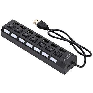 Universeel 7-poorts USB-hub dockingstation multifunctioneel draagbaar met schakelaar(7 black)