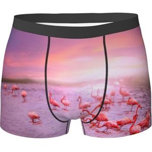 DEXNEL Heren ondergoed boxerslips zacht ademend ondergoed 1pack, roze flamingo's, Zwart, XXL