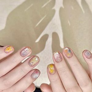 Vierkant kattenoog nep met beer ontwerp - volledige dekking acryl lijm-on kunstmatig