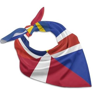 Nordic Nationale Vlaggen Vierkante Bandana Mode Satijn Wrap Neck Sjaals Comfortabele Hoofd Sjaal voor Vrouwen Haar 18""x18