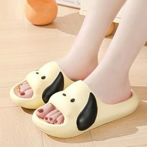 BDWMZKX Slippers Thick-soled Flip-flops For Women In The Summer, Cute Puppy Home Couple Slippers, Men's Bathroom Non-slip Outer Wear-yellow-38-39 Is Suitable For Feet In Sizes 37-38