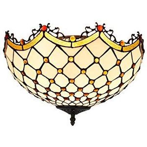 Tiffany plafondlamp 40CM Tiffany Style bevlekt galss Plafondlamp Yellow gem glas Bevestiging Indoor plafond lampen en lantaarns for de slaapkamer Aisle Balkon Keuken