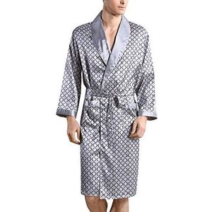 FEOYA Badjas voor heren, kunstzijde, badjas, 3/4-mouwen, kimono, heren, grote maten, voor lente, zomer en herfst. - - L