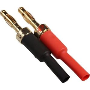 4 STKS Gouden Speaker Banaan Plug Kabel Draad Adapters Stekkers Koper Rechte Connectoren Voor Muzikale Audio Met Krimpkous Kit