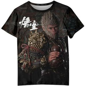 Black Myth vrouwen grafisch bedrukt T-shirt zomer casual ronde hals korte mouw zwarte mythe Wukong T-shirts dames grappig 3D patroon afdrukken T-shirts tops t-shirts zon Wukong aap, Veelkleurig-15,