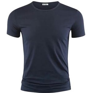 LQHYDMS Heren T-shirt Heren T-shirt Pure Kleur V Kraag Korte Mouwen Tops Tees Mannen T-Shirt Zwarte Panty Man T-shirts Fitness voor Mannelijke Kleding, Blauwe O-hals, XL