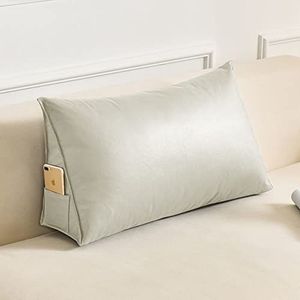 Luxe Driehoek Sofa Back Kussen voor Bed Reading Kussen,Waterdichte Faux Leather Cover, Grote Taille Ondersteuning Kussen Rugleuning Ondersteuning