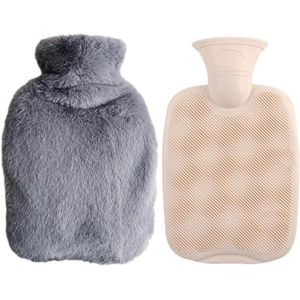 Warmwaterkruik herbruikbare winter warmwaterzak handwarmer PVC stress pijnverlichting therapie handzak warmwaterkruik met zachte fleece hoes warmwaterzak (donkergrijs)