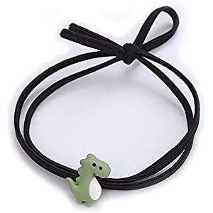 Leuke cartoon-armband voor dames en meisjes, rubber, dinosauruskop, polsband, haarring, paar armband (zwart)