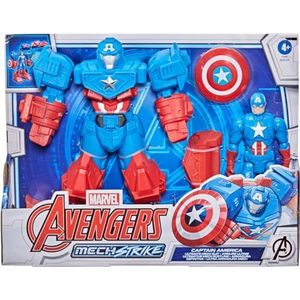 Hasbro Marvel Avengers, Mech Strike, 20 cm groot actiefiguur, Captain America met ultieme Mech-uitrusting, vanaf 4 jaar