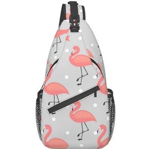 Heuptas met hippiepatroon en print, voor dames en heren, modieuze crossbody-tassen, draagrugzak met verstelbare riem, Flamingo, Eén maat