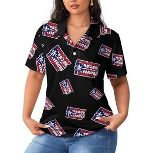Puerto Rico vlag Fck Trump dames poloshirts met korte mouwen casual T-shirts met kraag golfshirts sport blouses tops S