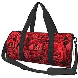 Rode roos Reizen Duffel Bag Gym Tote Bag Lichtgewicht Bagage Tas voor Weekender Sport Vakantie, Zwart, One Size, Zwart, Eén maat