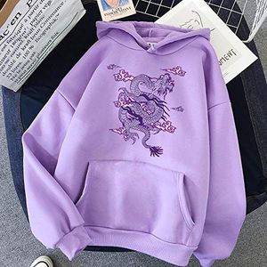Dames sweatshirt hoodie schattige hip hop Kawaii Ullzang Harajuku draak Koreaans grappige top vintage T-shirt print punk kleding, 4, 3XL